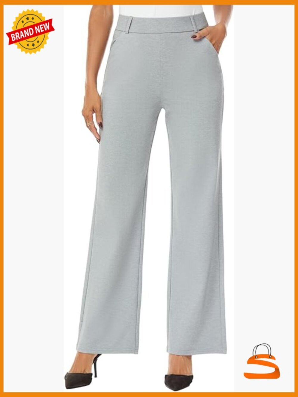 High Waisted Wide Leg Pull-On Trousers with Pockets